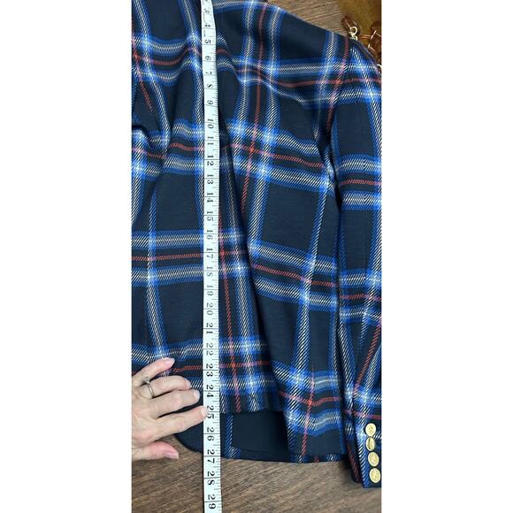 Lauren Ralph Lauren Plaid Blazer Jacket Navy/Red/White Gold Buttons Size M - Picture 12 of 12